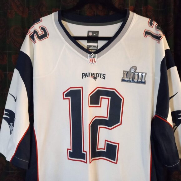 NIKE BRADY NEW ENGLAND PATRIOTS SUPER BOWL LIII 53 WHITE NFL ON FIELD JERSEY XXL - Picture 7 of 11